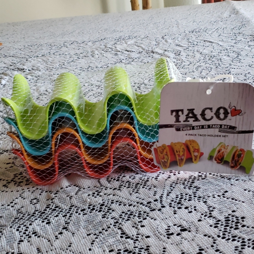 Taco Holders.  Multi colored Set of 4.
